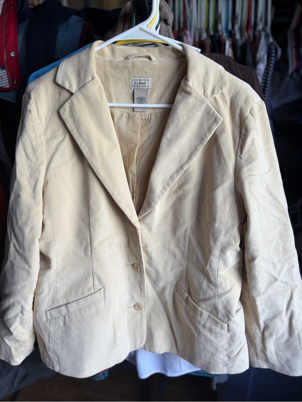 L.L. Bean Women's Light Cream Corduroy Blazer 14Petite Vtg